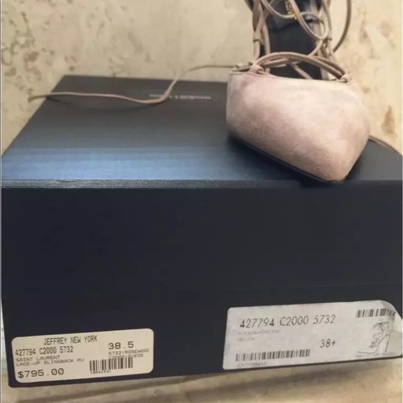 NIB SAINT LAURENT BEIGE SUEDE LACE UP PUMPS 38.5 - Picture 5 of 9